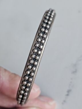 Vintage Old Pawn Navajo Tribal Sterling Silver Beaded Cuff Bracelet